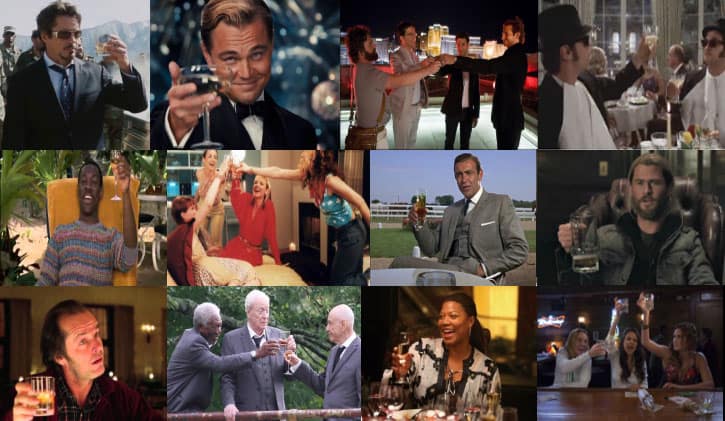 Famous movie scenes with raising a toast