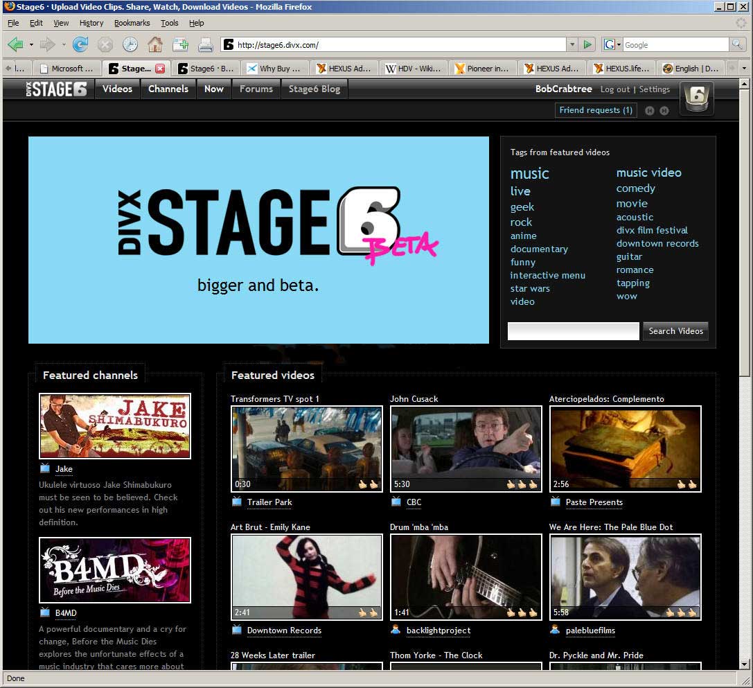 Stage6 Beta Web Homepage